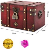 Boekensafe Opbergdoos met Cijferslot, Decoratieve Schatkist van Hout & Kunstleer, Antieke Look, Set van 2 Maten