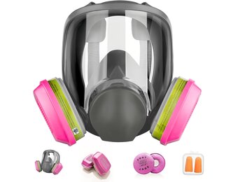 Gasmasker volgelaats herbruikbaar dubbel filtersysteem voor adembescherming spuitverf, lassen, chemicaliën, gassen & stof