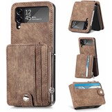 Portemonnee Hoesje Samsung Galaxy Z Flip 4 - Bruin PU-Leer met Kaarthouder