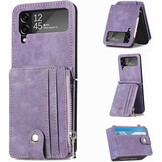 Portemonneehoesje voor Samsung Galaxy Z Flip 4 5G Bruin met Afneembare Kaarthouder, PU-leer en 3 Pasvakjes