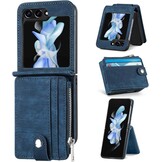 Portemonneehoesje voor Samsung Galaxy Z Flip 4 5G Bruin met Afneembare Kaarthouder, PU-leer en 3 Pasvakjes