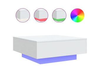 Moderne Salontafel met LED-verlichting, 80x80x31 cm, Wit - 60% Korting!