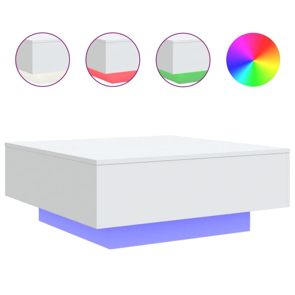 Moderne Salontafel met LED-verlichting, 80x80x31 cm, Wit - 60% Korting!