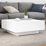Moderne Salontafel met LED-verlichting, 80x80x31 cm, Wit - 60% Korting!