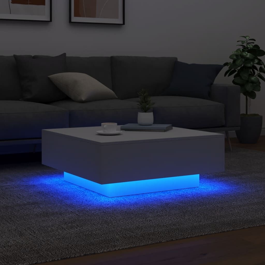 Moderne Salontafel met LED-verlichting, 80x80x31 cm, Wit - 60% Korting!