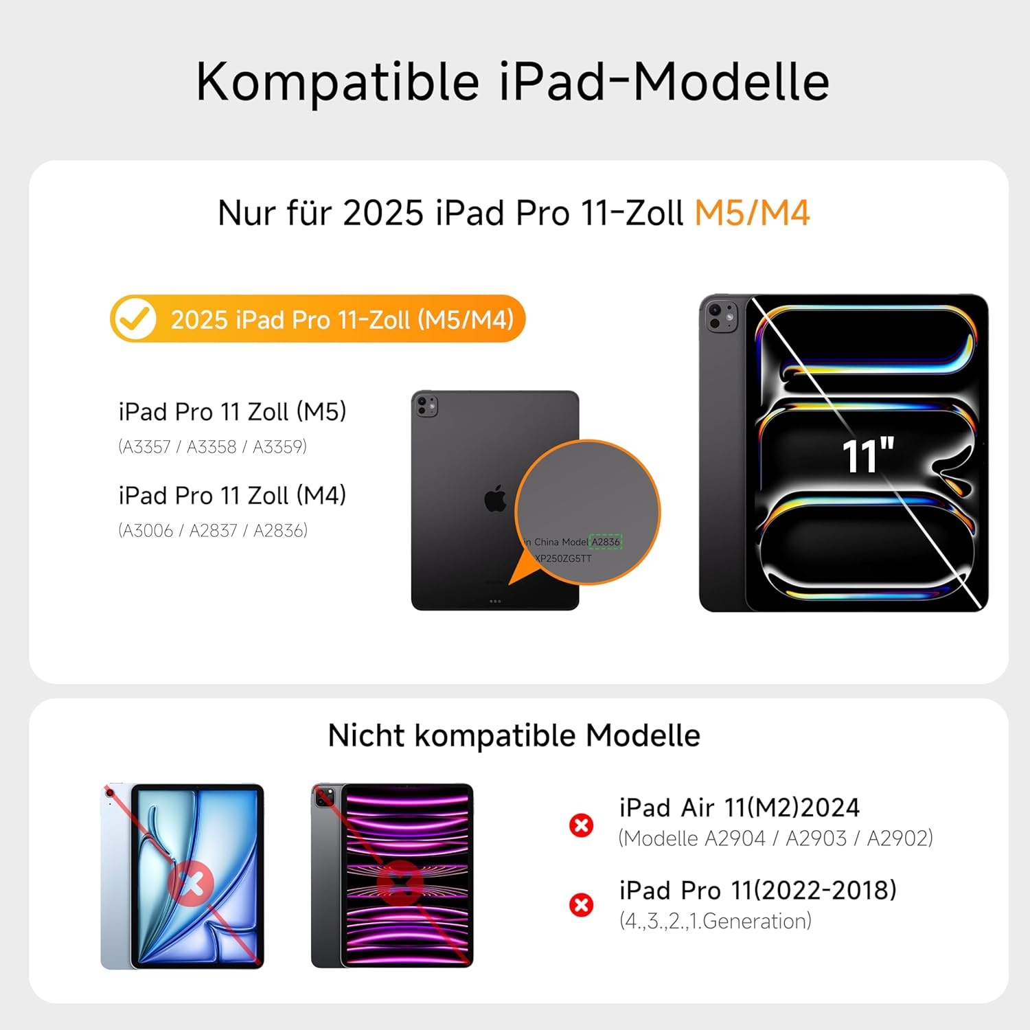 Toetsenbordhoes iPad Pro 11 (M4 2024) magnetisch afneembaar, 360° draaibaar, multi-touch trackpad, 7-kleurig achtergrondlicht - Zwart
