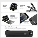 Toetsenbordhoes iPad Pro 11 (M4 2024) magnetisch afneembaar, 360° draaibaar, multi-touch trackpad, 7-kleurig achtergrondlicht - Zwart