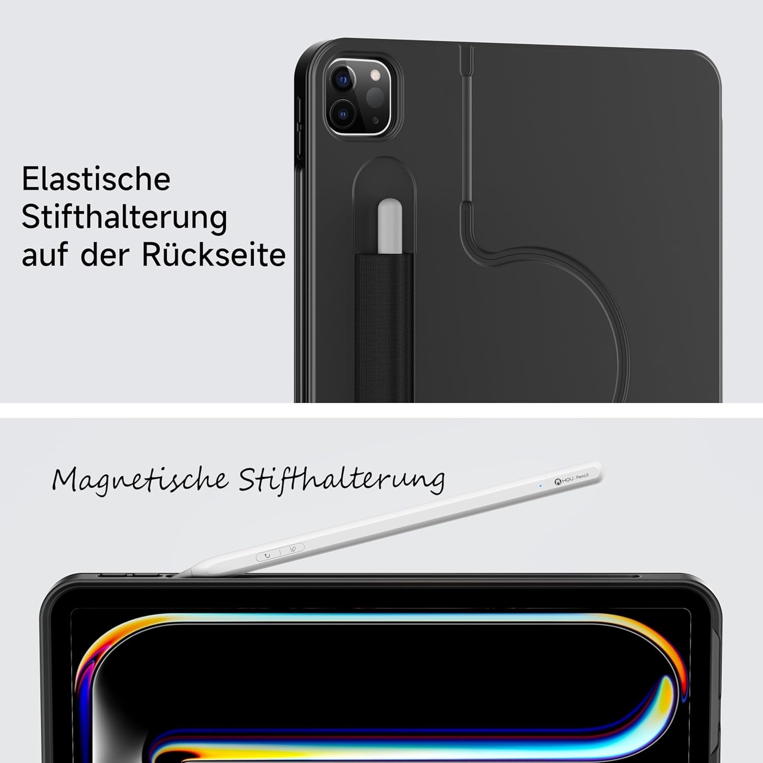 Toetsenbordhoes iPad Pro 11 (M4 2024) magnetisch afneembaar, 360° draaibaar, multi-touch trackpad, 7-kleurig achtergrondlicht - Zwart