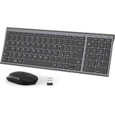 Draadloos Toetsenbord & Muis Set 90u Oplaadbaar Ergonomisch 2.4G Wit/Zilver - 62% Korting