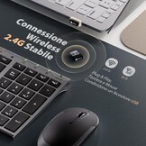 Draadloos Toetsenbord & Muis Set 90u Oplaadbaar Ergonomisch 2.4G Wit/Zilver - 62% Korting