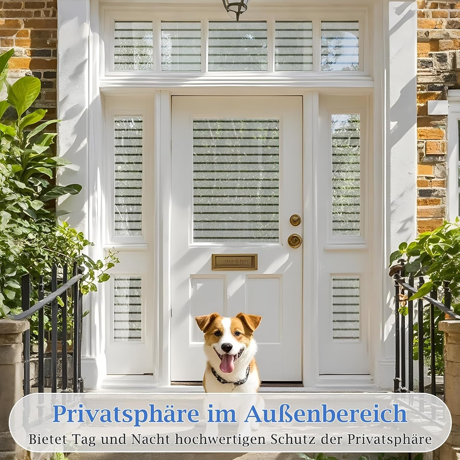 Raamfolie voor privacy (75% inkijkbescherming), decoratief met glinsterend streepdesign, zelfklevend statisch 89x200 cm