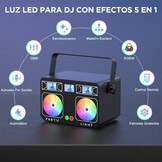 5-in-1 led-discotheeklamp, RGBY 15 kleurencombinaties voor feestjes (met uv-effect), afstandsbediening met 30 led-effecten, DJ-effect, geschikt voor bruiloften en festivals