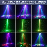 5-in-1 led-discotheeklamp, RGBY 15 kleurencombinaties voor feestjes (met uv-effect), afstandsbediening met 30 led-effecten, DJ-effect, geschikt voor bruiloften en festivals