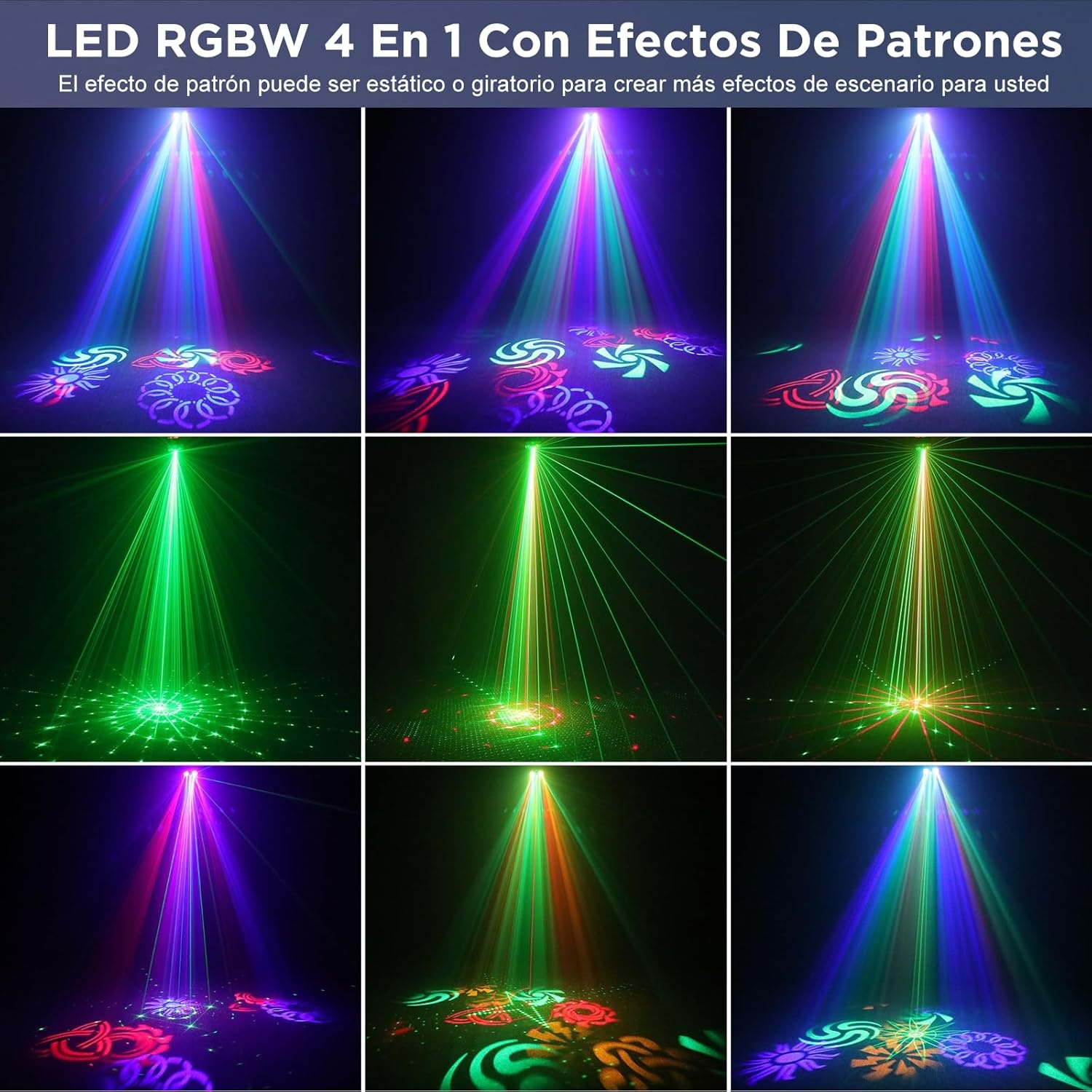 5-in-1 led-discotheeklamp, RGBY 15 kleurencombinaties voor feestjes (met uv-effect), afstandsbediening met 30 led-effecten, DJ-effect, geschikt voor bruiloften en festivals