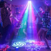 5-in-1 led-discotheeklamp, RGBY 15 kleurencombinaties voor feestjes (met uv-effect), afstandsbediening met 30 led-effecten, DJ-effect, geschikt voor bruiloften en festivals