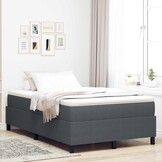 vidaXL Boxspring Bed Donkergrijs 120x200cm - 86% Korting!