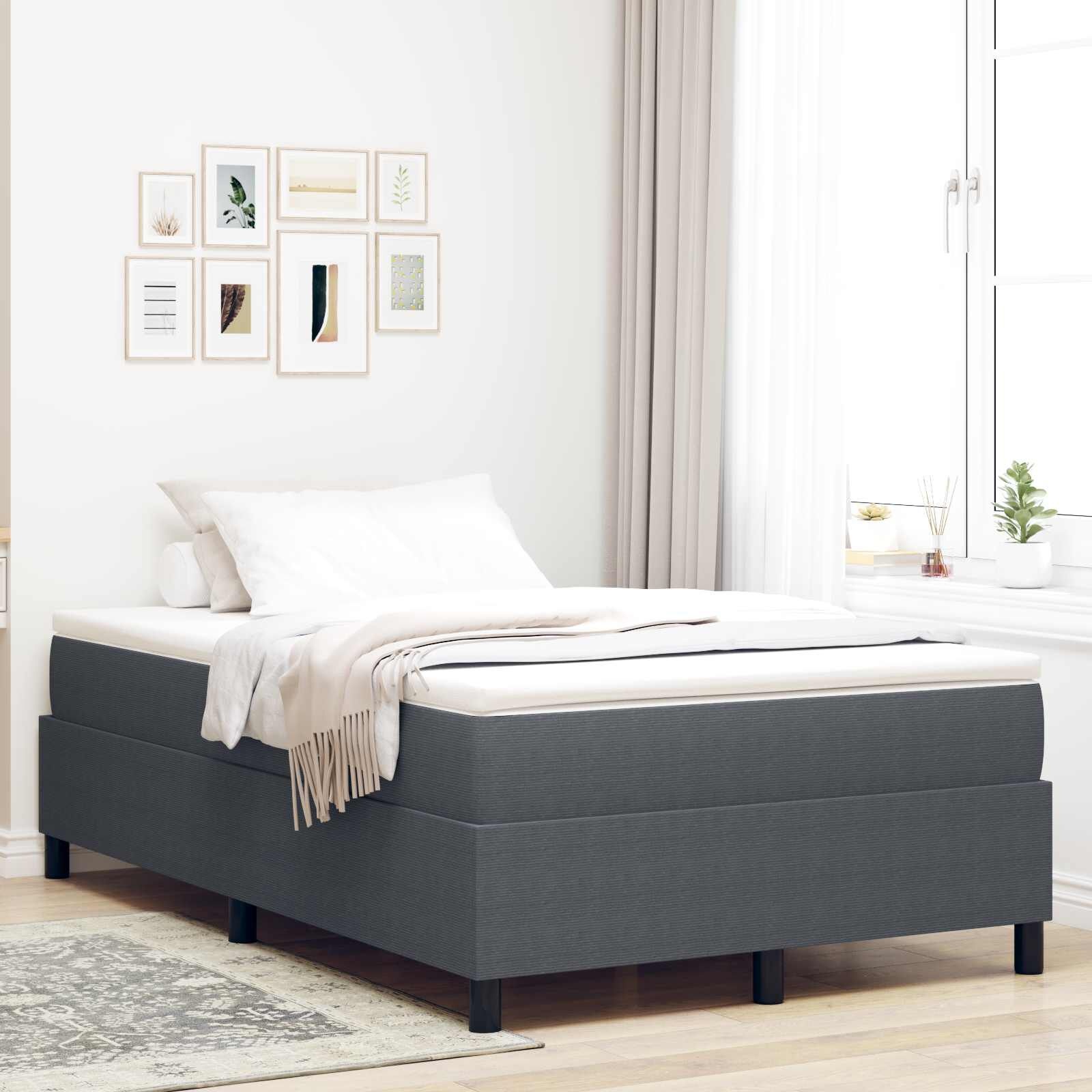 vidaXL Boxspring Bed Donkergrijs 120x200cm - 86% Korting!