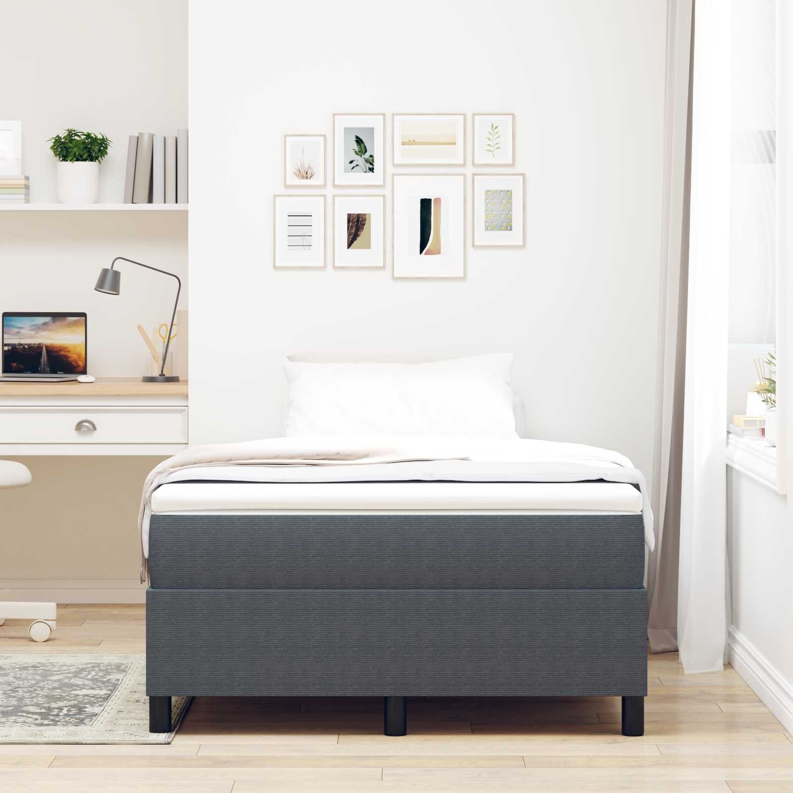 vidaXL Boxspring Bed Donkergrijs 120x200cm - 86% Korting!