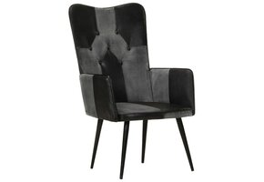 vidaXL Fauteuil Leer Zwart/Grijs - 77% Korting