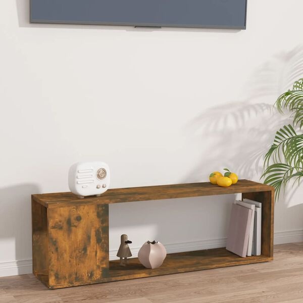 TV-meubel Bewerkt Hout 100x24x32cm Gerookt Eiken (80% Korting)