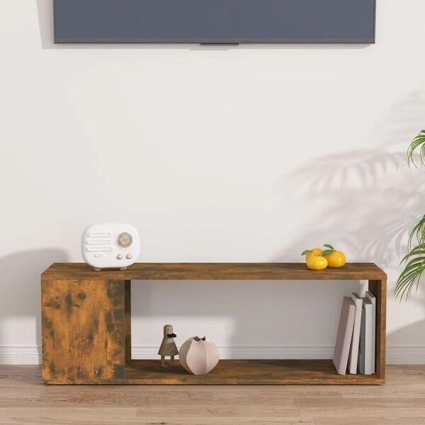 TV-meubel Bewerkt Hout 100x24x32cm Gerookt Eiken (80% Korting)