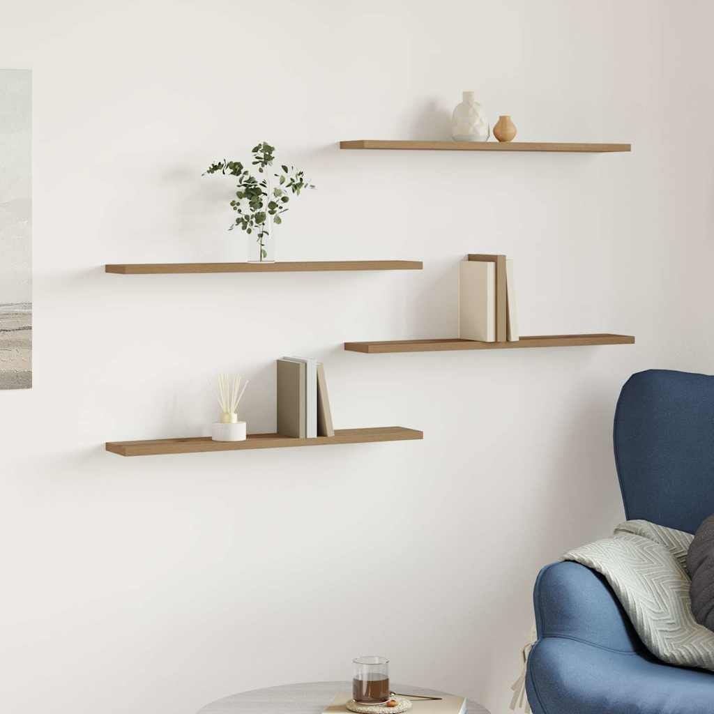 vidaXL Wandschappen 4 st 60x10x1,5 cm Bewerkt Hout - 67% Korting!