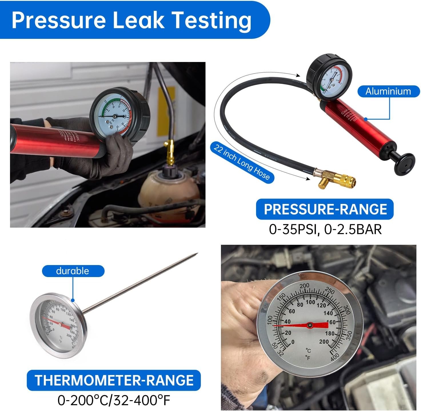Lekdetectie Koelsysteem Druktest Set: 19-delig met 40% Korting