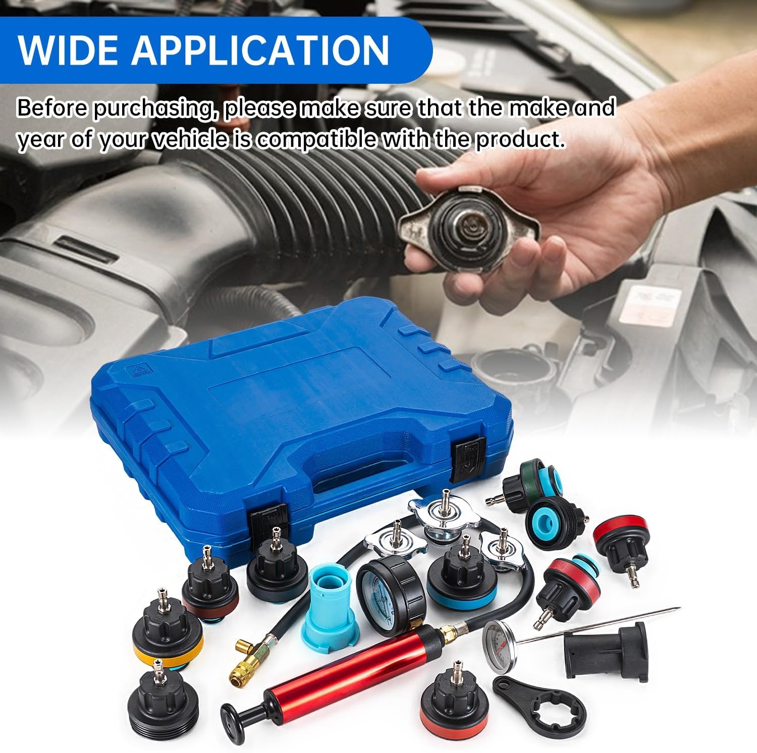 Lekdetectie Koelsysteem Druktest Set: 19-delig met 40% Korting