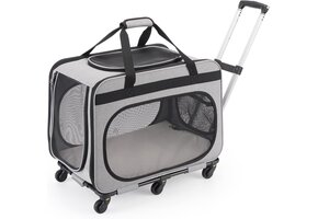 Grote Huisdierendrager met Wielen - 20kg, Opvouwbaar, Grijs (41% Korting)