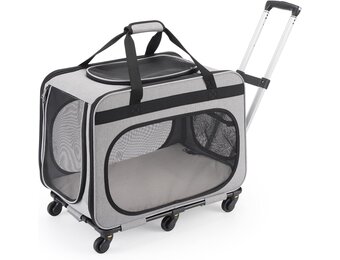 Grote Huisdierendrager met Wielen - 20kg, Opvouwbaar, Grijs (41% Korting)