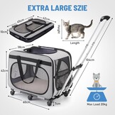Grote Huisdierendrager met Wielen - 20kg, Opvouwbaar, Grijs (41% Korting)