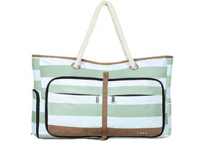 Dames Strandtas Shopper 35L Groen Gestreept - 55% Korting