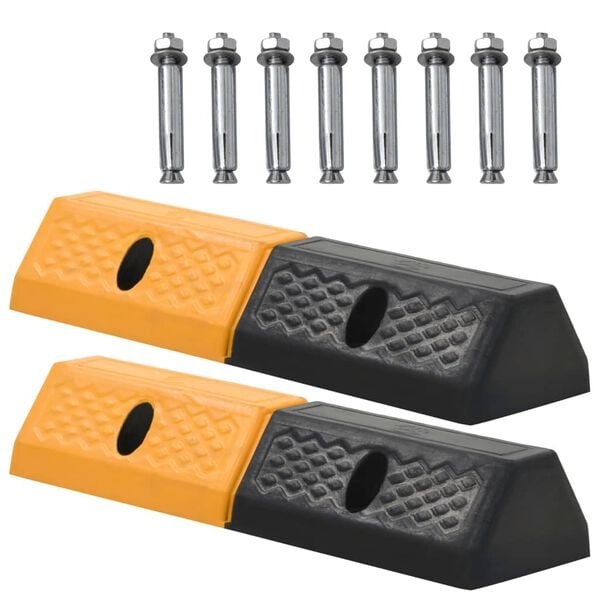 VidaXL Parkeerblokken (2 stuks) - Rubber, Geel/Zwart - 60% Korting!