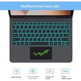 Hoes met QWERTZ Toetsenbord & 7 Kleuren Verlichting voor Samsung Tab S10+/S9+ (34% Korting)