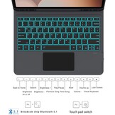 Hoes met QWERTZ Toetsenbord & 7 Kleuren Verlichting voor Samsung Tab S10+/S9+ (34% Korting)
