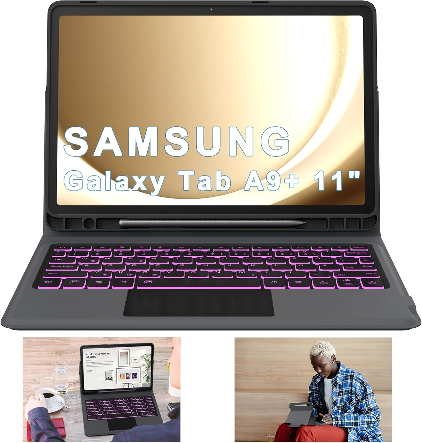 Toetsenbordhoes Samsung Tab A9+ Plus 11" met Touchpad & 7 Kleuren Verlichting - 29% Korting