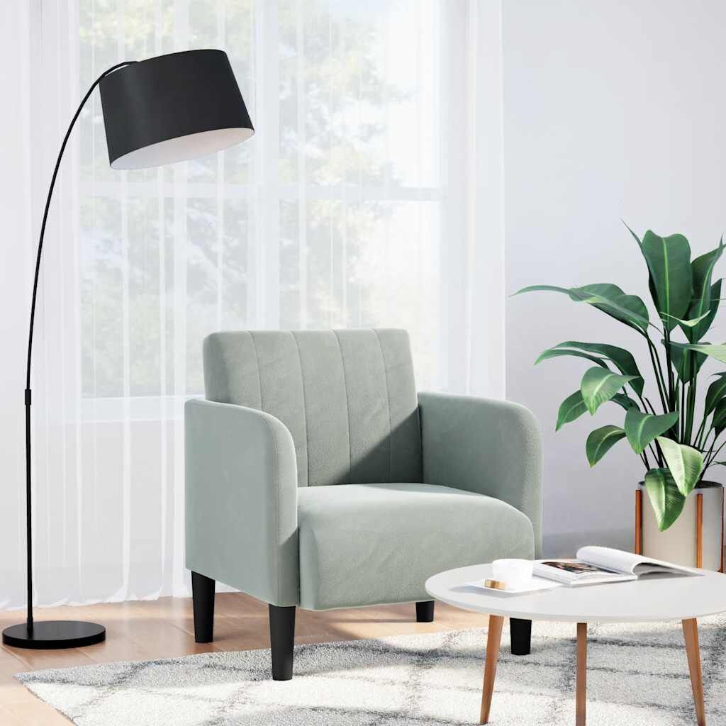 vidaXL Fauteuil Fluweel Lichtgrijs - 61% Korting