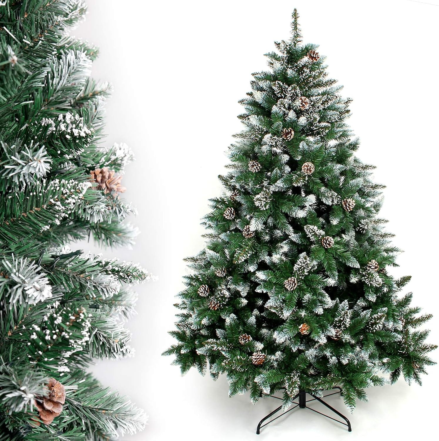Besneeuwde Kerstboom 180 cm - Met Dennenappels & Standaard (64% Korting)