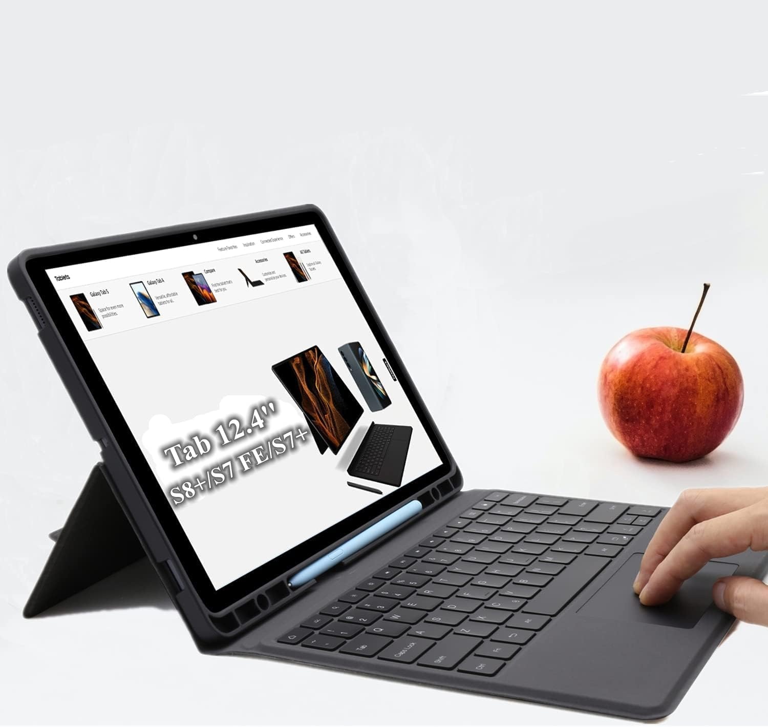 Toetsenbordhoes Samsung Tab S7 FE/S8+/S7+ 12.4" - QWERTZ, Kickstand, Verlicht