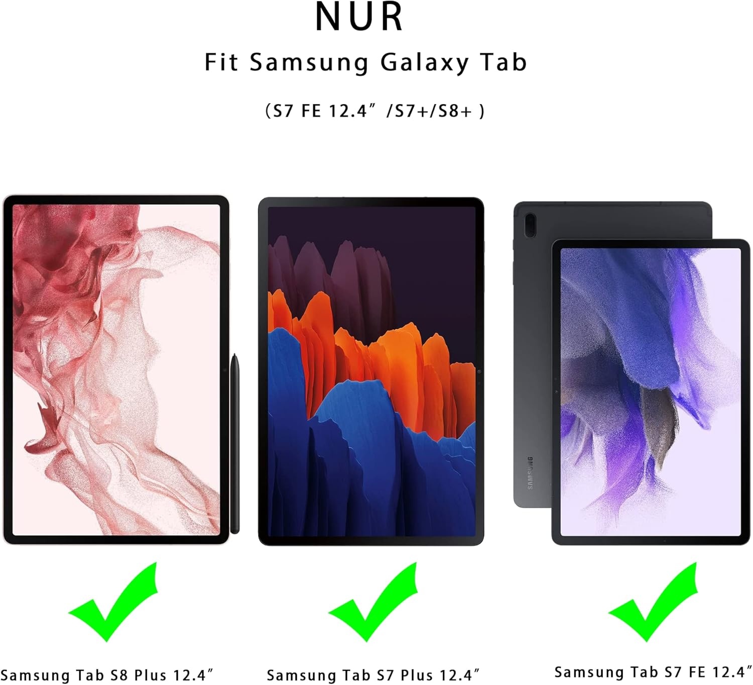 Toetsenbordhoes Samsung Tab S7 FE/S8+/S7+ 12.4" - QWERTZ, Kickstand, Verlicht