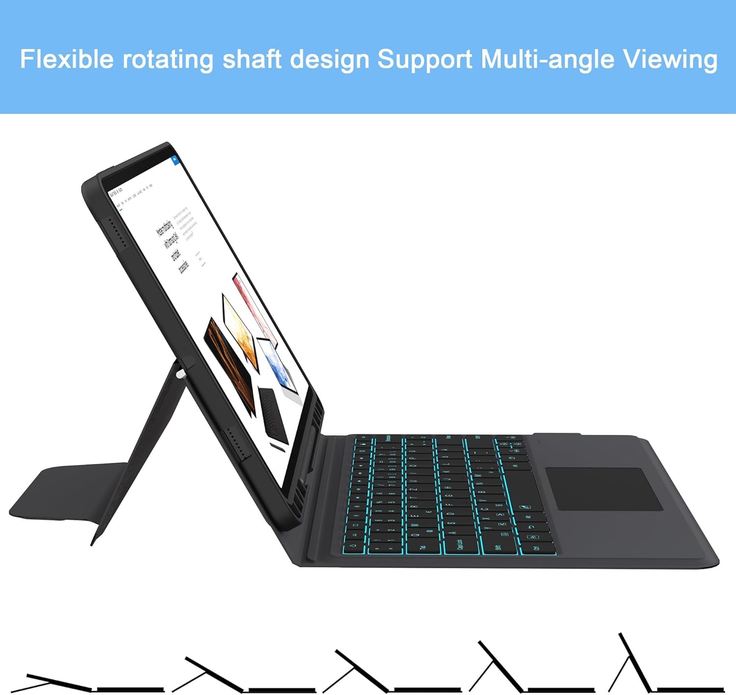 Toetsenbordhoes Samsung Tab S7 FE/S8+/S7+ 12.4" - QWERTZ, Kickstand, Verlicht