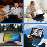 Toetsenbordhoes Samsung Tab S7 FE/S8+/S7+ 12.4" - QWERTZ, Kickstand, Verlicht