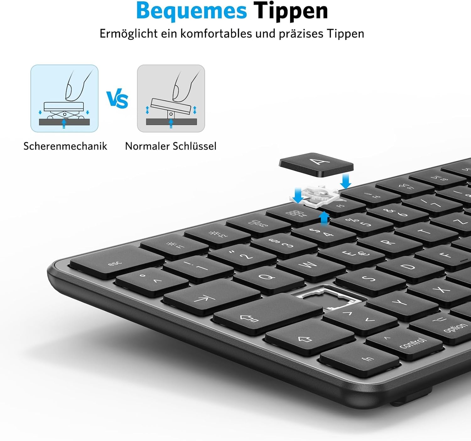 Draadloos Bluetooth Toetsenbord QWERTZ (DE) - 3 Kanalen - 35% Korting