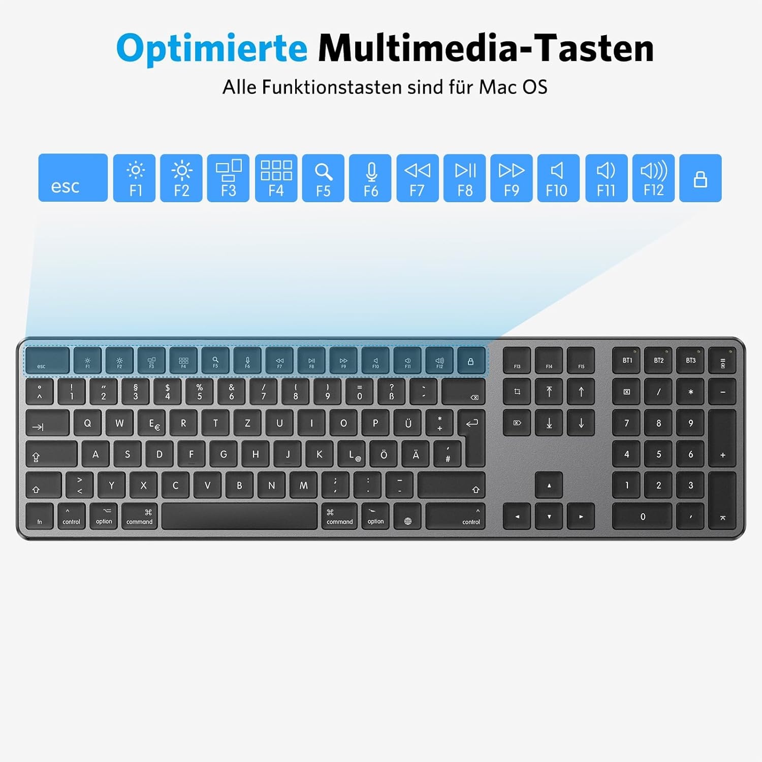 Draadloos Bluetooth Toetsenbord QWERTZ (DE) - 3 Kanalen - 35% Korting