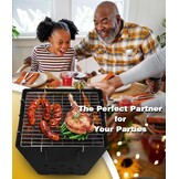 Draagbare Vuurkorf Inklapbaar met Grill & Draagtas - Zwart - 40% Korting