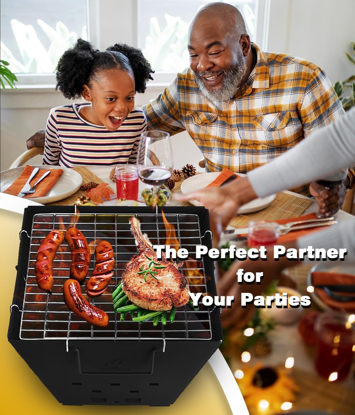 Draagbare Vuurkorf Inklapbaar met Grill & Draagtas - Zwart - 40% Korting