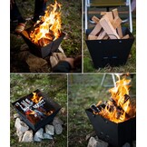 Draagbare Vuurkorf Inklapbaar met Grill & Draagtas - Zwart - 40% Korting