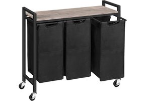 Wasmand Trolley met Legplank & 3 Zakken - 51% Korting!