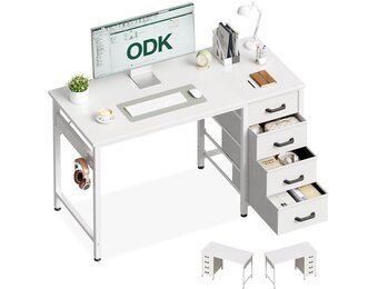 Ruimtebesparende Computertafel met 4 Laden & Koptelefoonhouder - 41% Korting!