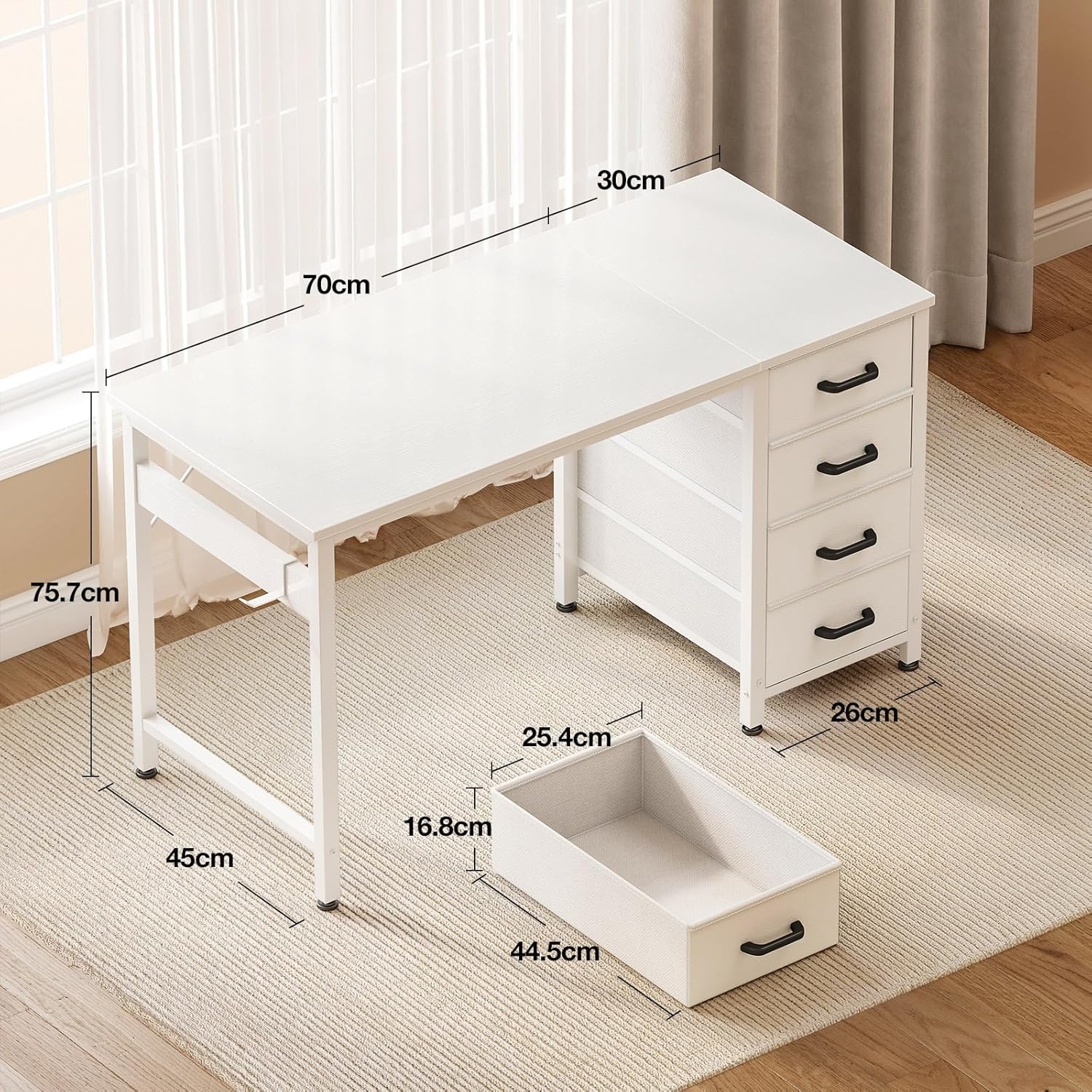Ruimtebesparende Computertafel met 4 Laden & Koptelefoonhouder - 41% Korting!
